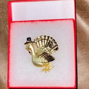 A.J.C. Pilgrim Turkey Matte and Shiny Pin Brooch Contemporary